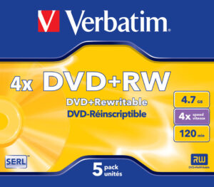 Verbatim – DVD+RW, 4x, 4.7 GB/120 min, 5-pack jewel case, SERL (43229)