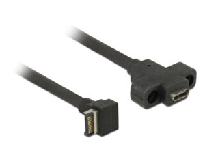 DELOCK – Cable USB 3.1 Gen 2 key A 20 pin male to USB 3.1 Gen 2 USB-C female panel-mount, black (85326)