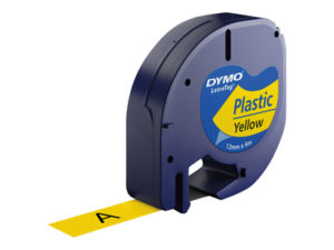 DYMO – LetraTag, printer tape, 12 mm width, 4m, black on yellow (S0721620)