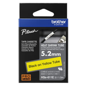BROTHER B-ON-W HEAT SHRINK TUBE 5.2MM YELLOW (HSE611E)