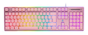 DELTACO GAMING – PK75 RGB keyboard, 105 keys, US layout, membrane switch, USB, pink/RGB (GAM-021-RGB-P-US)