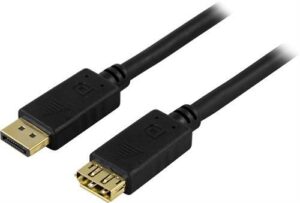 DELTACO – DisplayPort-jatkokaapeli, 20-pin uros - naaras, 1m, musta (DP-1210)
