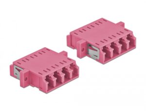 DELOCK – Optical Fiber Coupler LC Quad female to LC Quad female Multi-mode 2 pieces violet (86542)