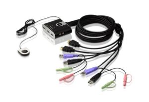 ATEN – KVM-kytkin, 1 > 2 konetta, HDMI, USB ja ääni, 1920x1200, 1,2m (CS692-AT)
