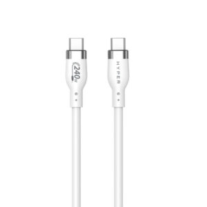 HYPER 1M SILICONE 240W USB-C LATAUSKAAPELI - VALKOINEN (HJ4001WHGL)
