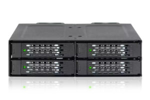 ICY DOCK – ToughArmor, Rugged Full Metal 4 Bay 2.5" NVMe U.2 SSD Mobile Rack For 1x5.25" Bay, black (MB699VP-B)