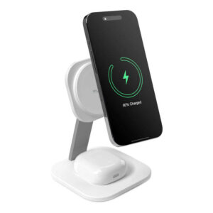 Puro – Magnetic Wireless Charging Station 2in1, Qi2, white (PUFCCSQIMAG4WHI)