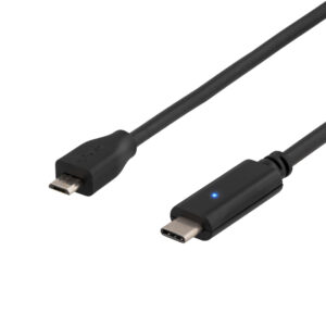 DELTACO – USB 2.0 kaapeli, Typ C - Typ MIcro- B , 0.5m, musta (USBC-1023)