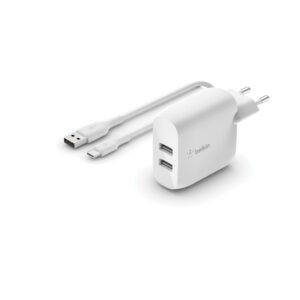 BELKIN – Dual USB-A Wall Charger w/1M PVC A-C 24W (WCE001VF1MWH)