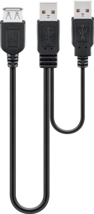 DELTACO – USB-virtahaaroitin, 2x Type A ur, 1x Type A na, 0,3m, musta (USB2-16)