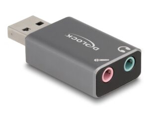 DELOCK – External USB Sound Card USB-A to 2 x 3.5 mm Stereo jack for PC, Laptop and Mac (66633)